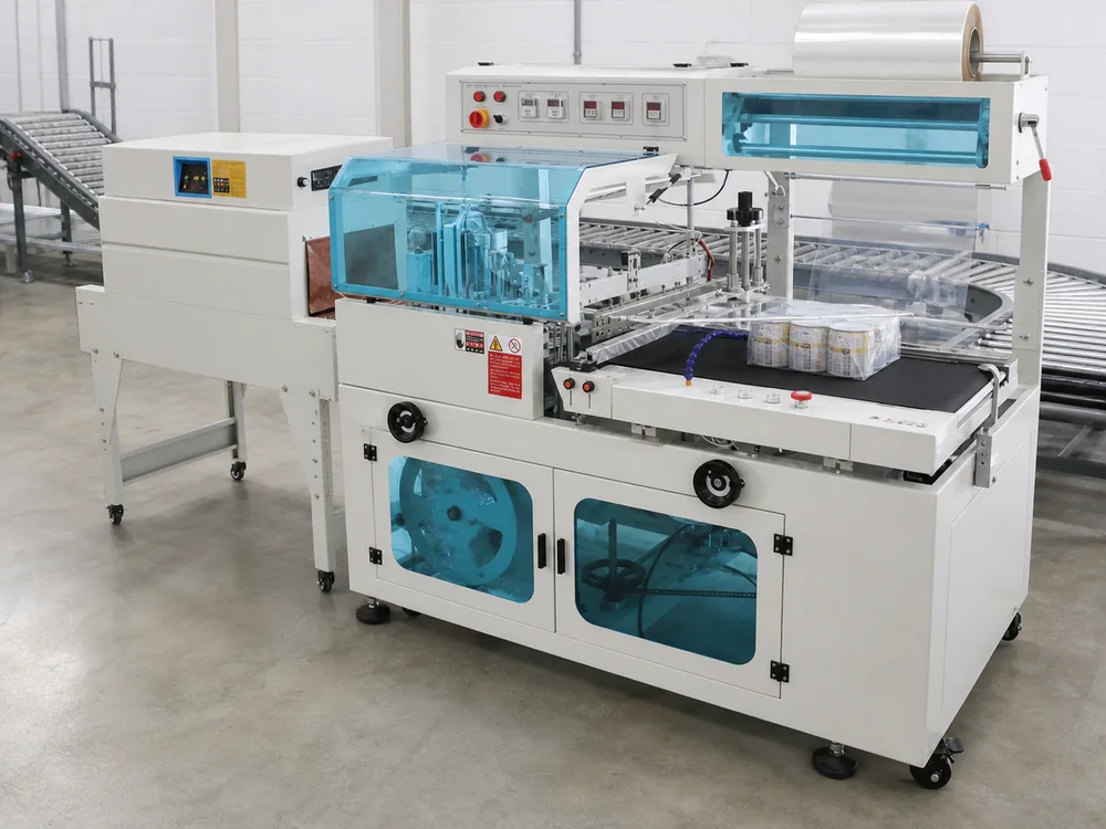 Shrink wrapping machinery creating multipacks of bottled products